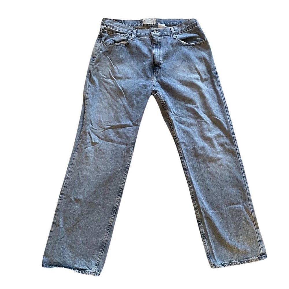 Levi Strauss Signature Loose Straight Jeans Mens 36x34 Light Wash Cotton Denim